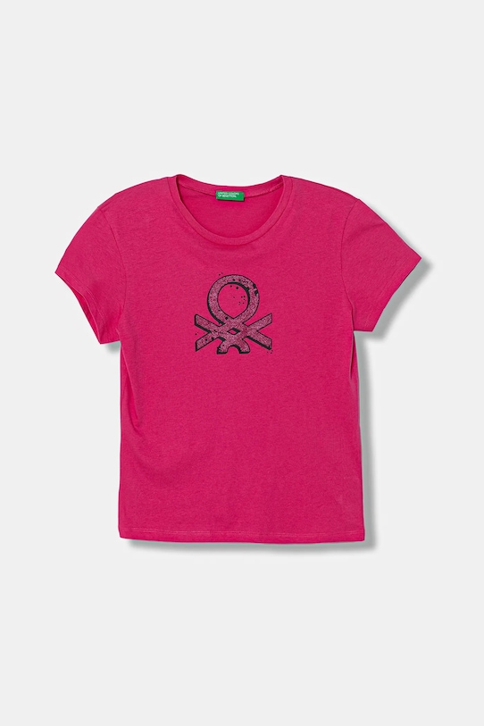 

Детская хлопковая футболка United Colors Of Benetton, розовый