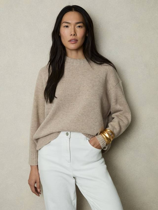 

Шерстяной джемпер elena с круглым вырезом из богатой шерсти Reiss, цвет Oatmeal