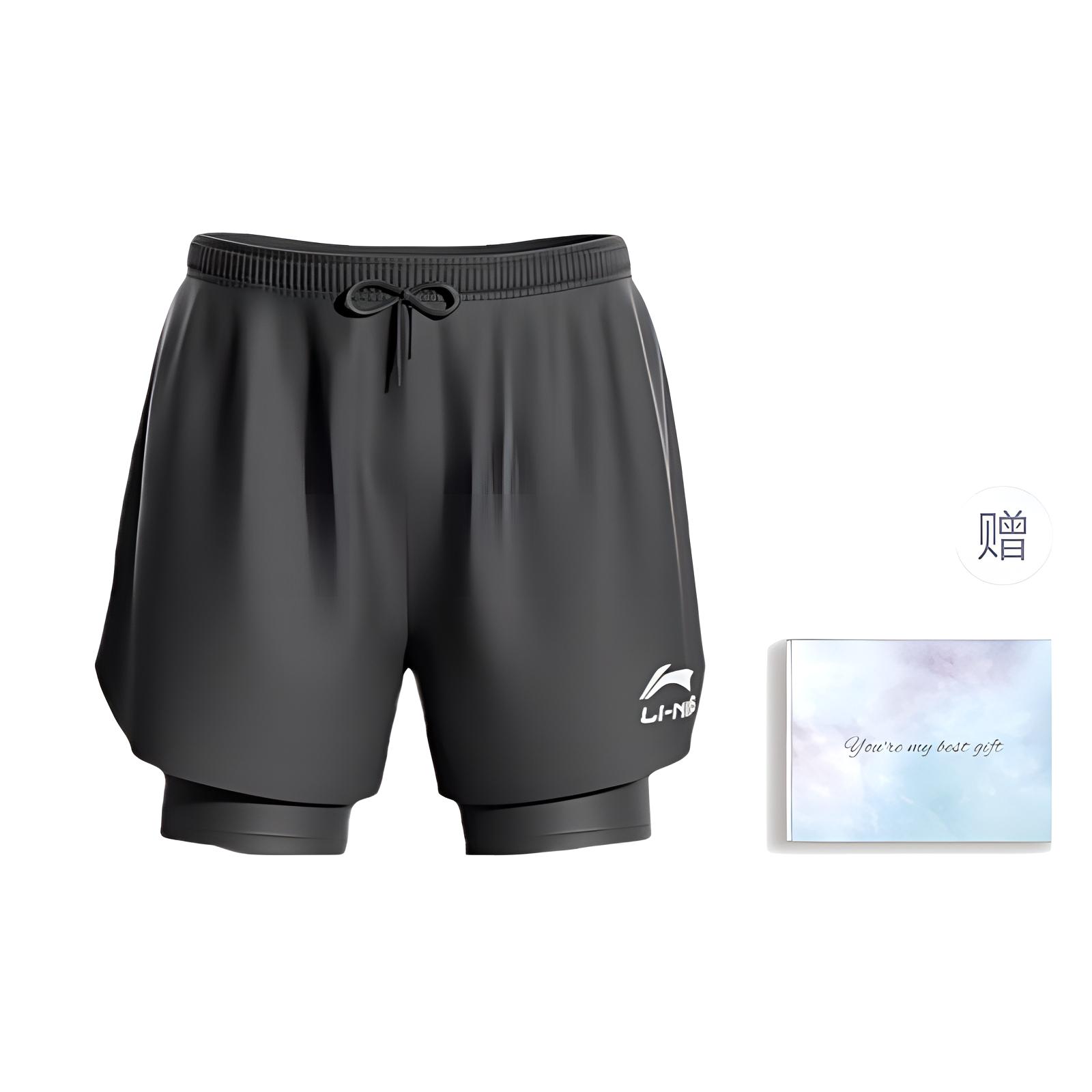 

LiNing Спортивные шорты унисекс черные, подарочный набор, спортивные шорты с напульсником (случайный цвет)