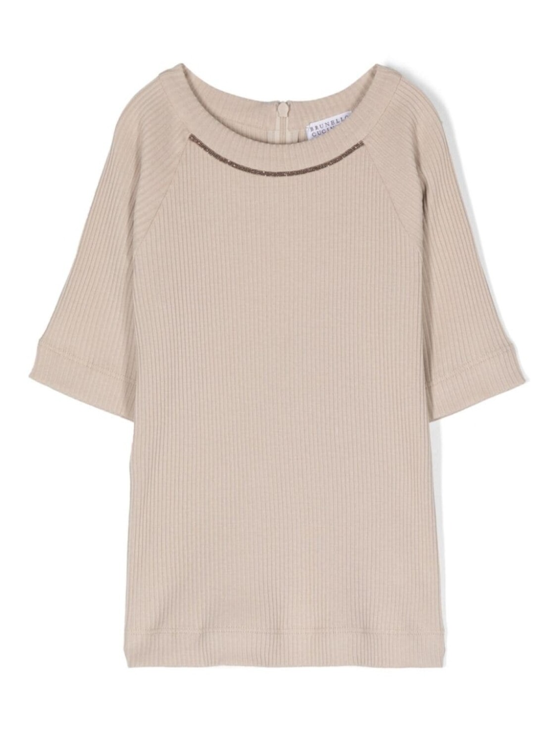 

Brunello Cucinelli Kids футболка с отделкой Monili, нейтральный цвет