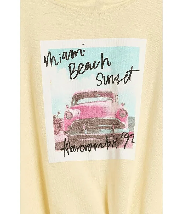 Футболка с фотографическим принтом Miami Beach Side Knot Tee abercrombie kids, Anise Flower — фото 3