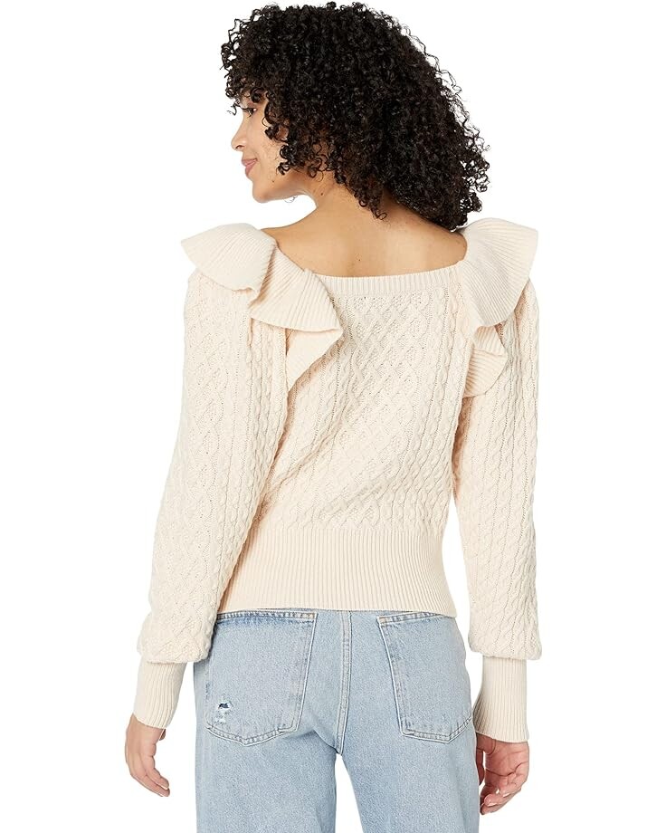 

Свитер BCBGMAXAZRIA Ruffle Shoulder Sweater, цвет Champagne