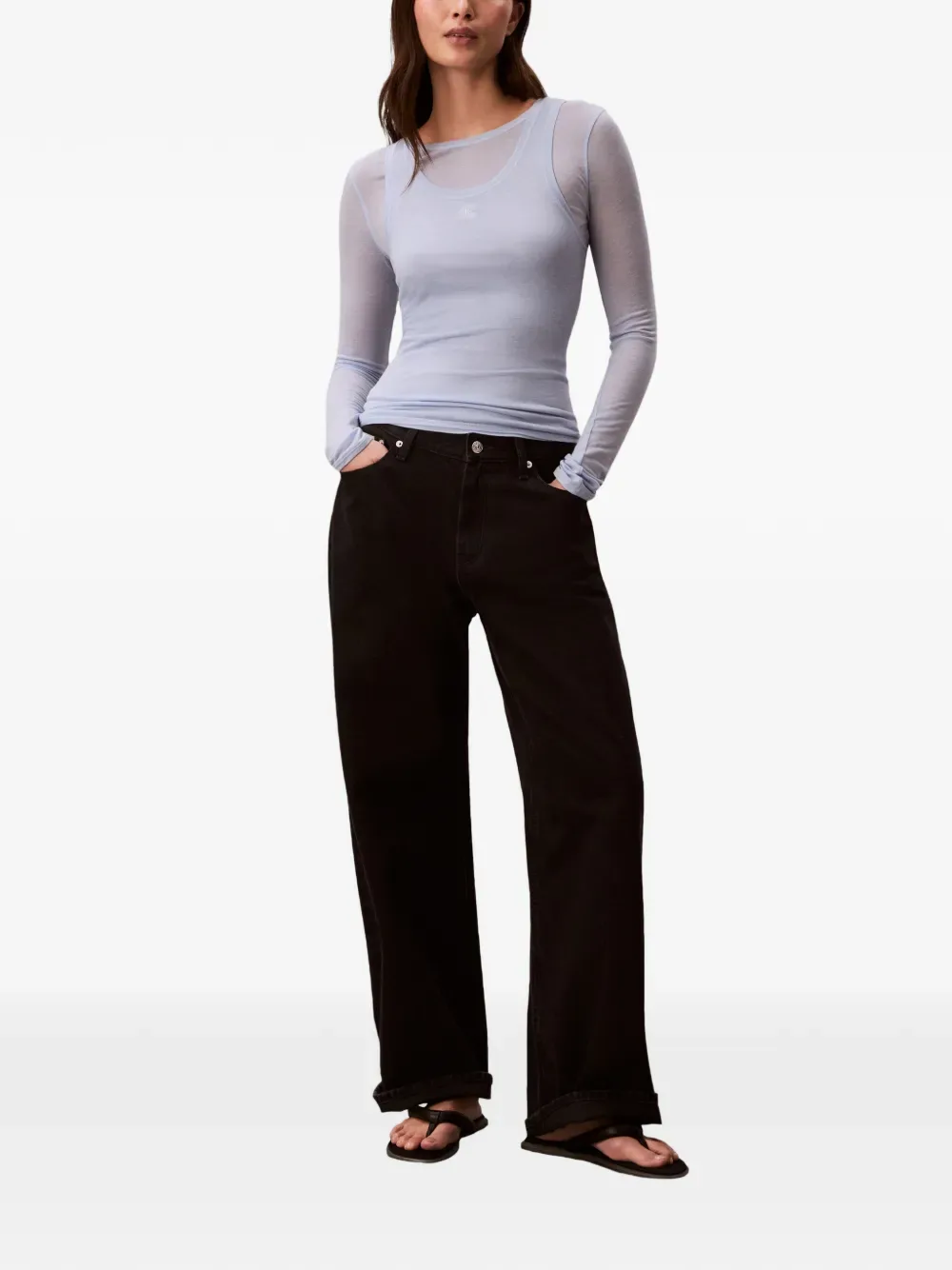 Двухслойная футболка с длинными рукавами Calvin Klein, синий — фото 2