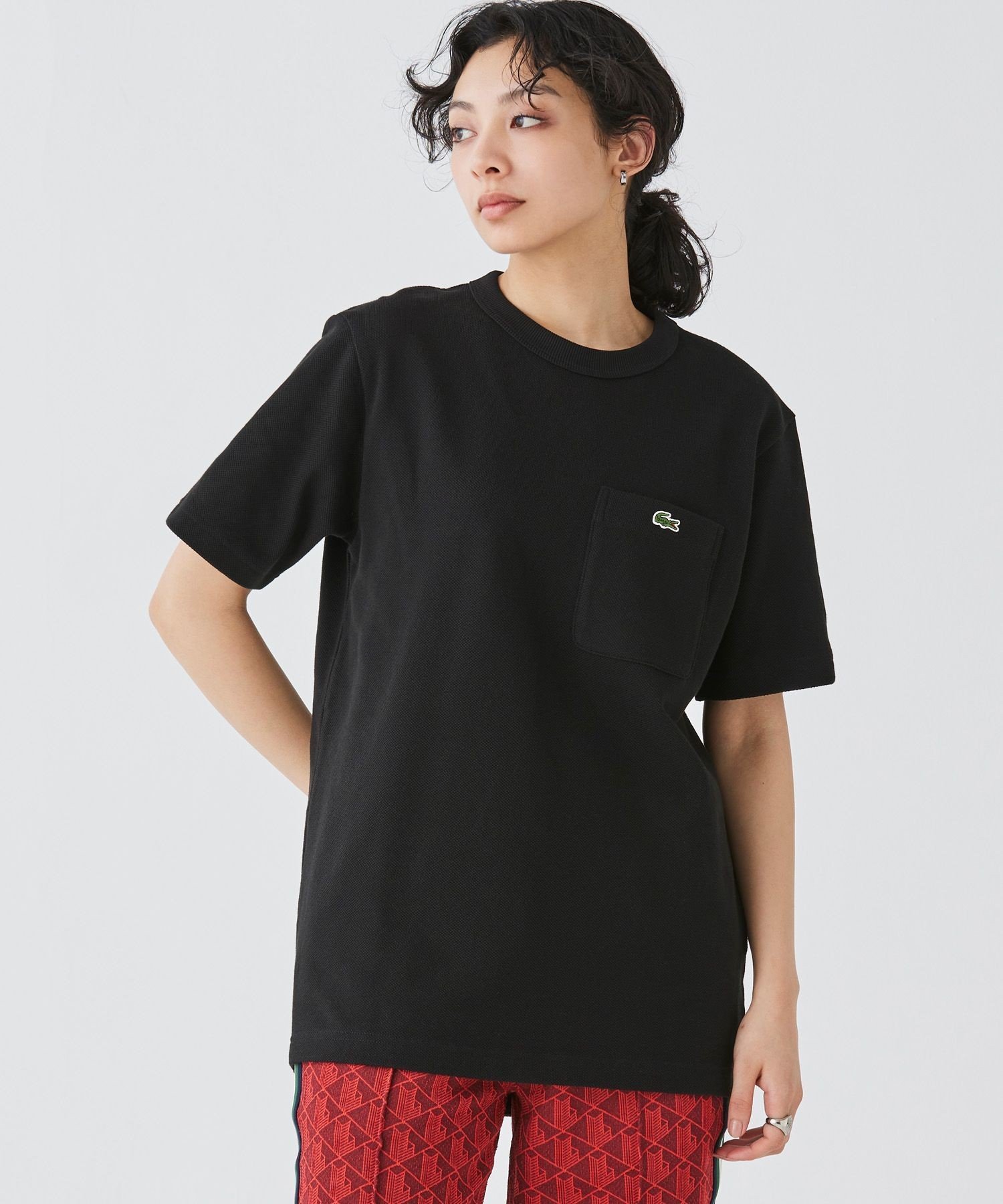 Футболка с короткими рукавами из ткани пике с карманом LACOSTE, Black — фото 2