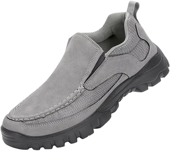 

Мужские повседневные лоферы - удобная амортизирующая подошва из ЭВА, дышащая тканевая подкладка, модель с легким надеванием для повседневной носки и работы в офисе, стильная офисная обувь Clolinde, серый