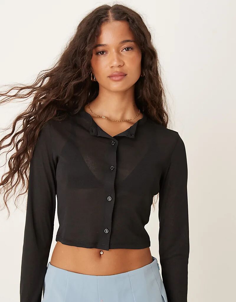 

Укороченный кардиган из полупрозрачной сетки ASOS DESIGN черного цвета