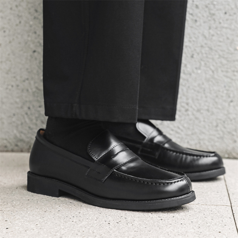 WEISHIBANGWEI Мужские лоферы черные с потайной платформой, цвет Black Hidden Wedge — фото 4