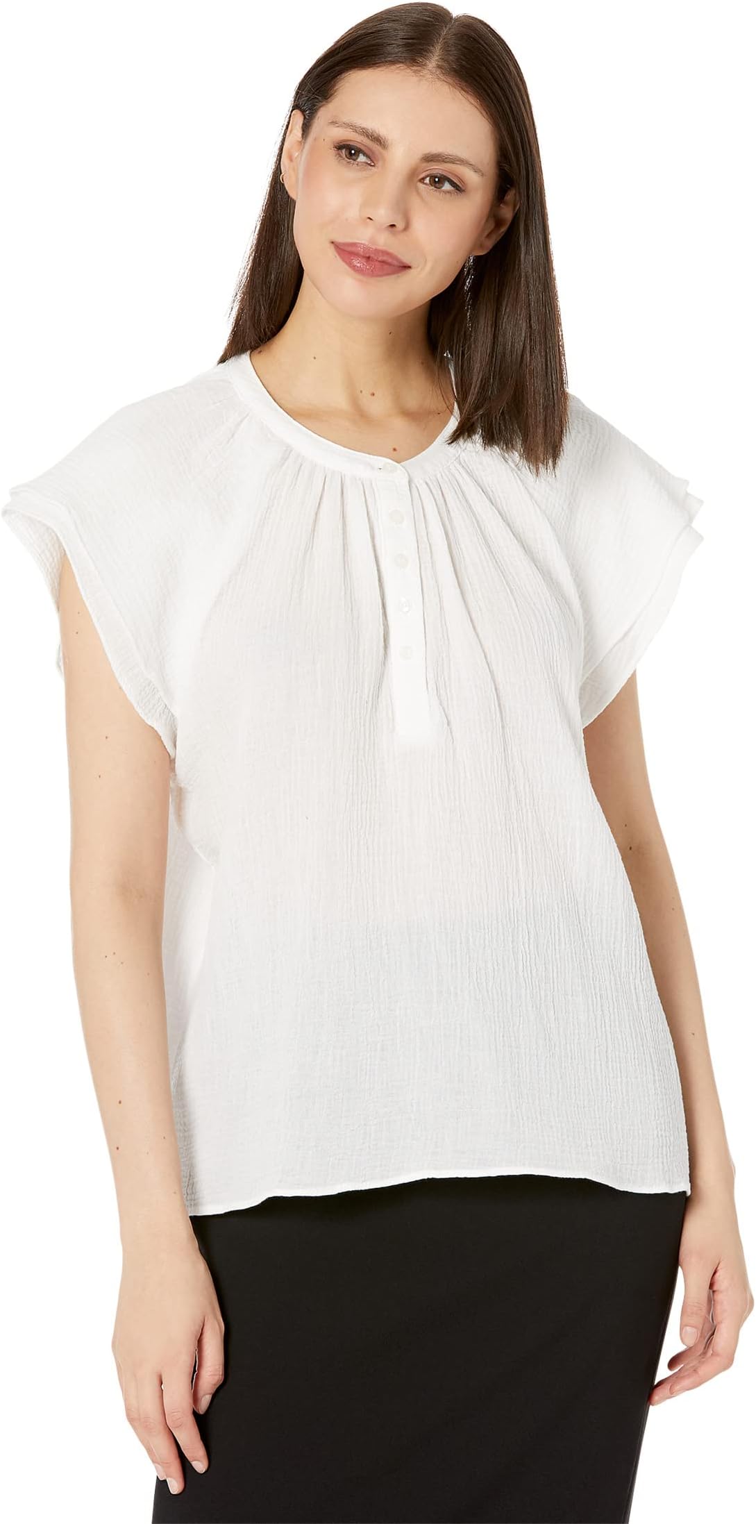 

Пуловер Calvin Klein Flutter Sleeve w/ Buttons, цвет Soft White