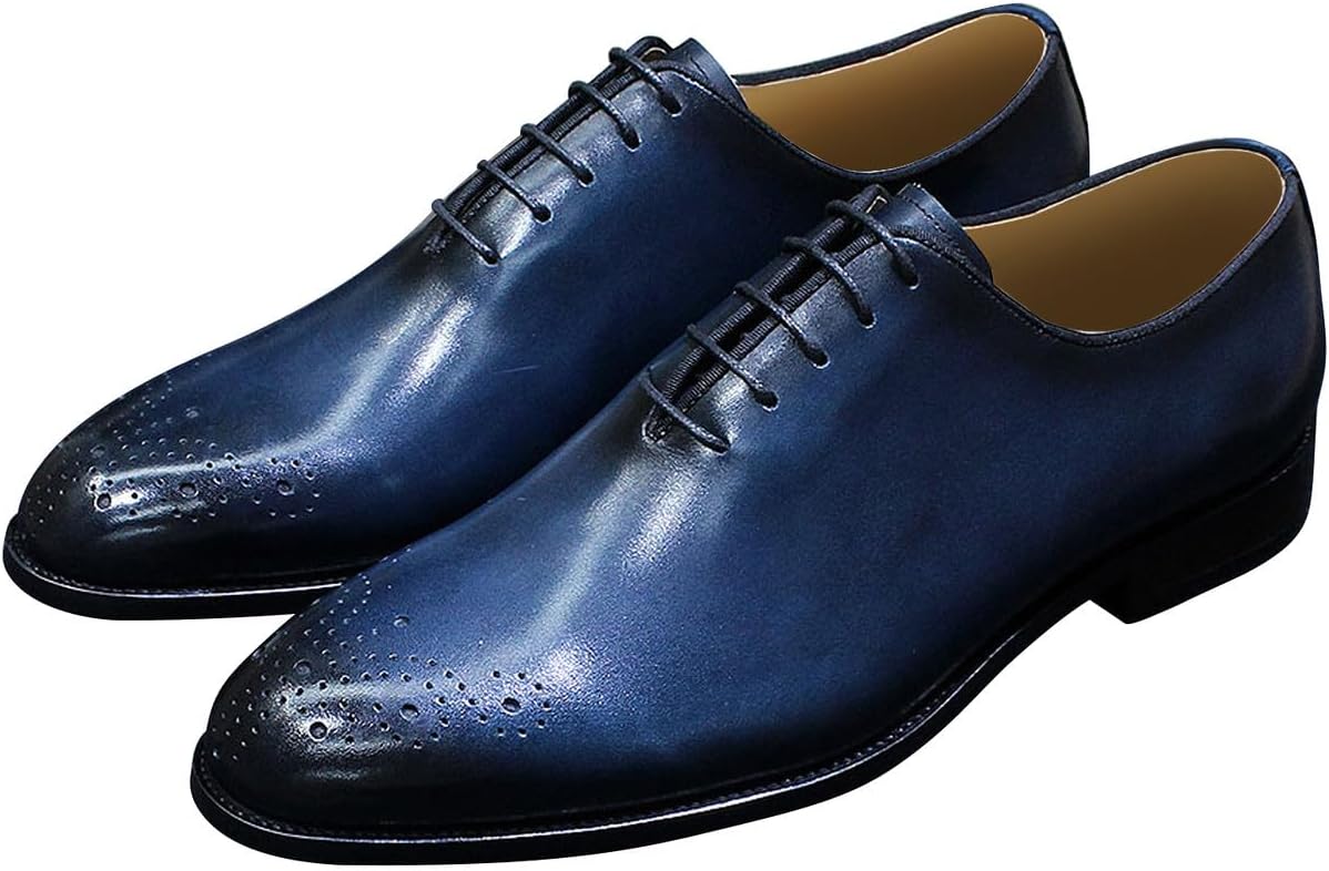 

Мужские туфли с отделкой Oxfords, формальные туфли под костюм, из натуральной кожи, цельнокроеные Oxfords, модные туфли для выпускного, свадьбы, деловые и повседневные туфли Derby, удобные туфли под смокинг для мужчин Santimon, синий