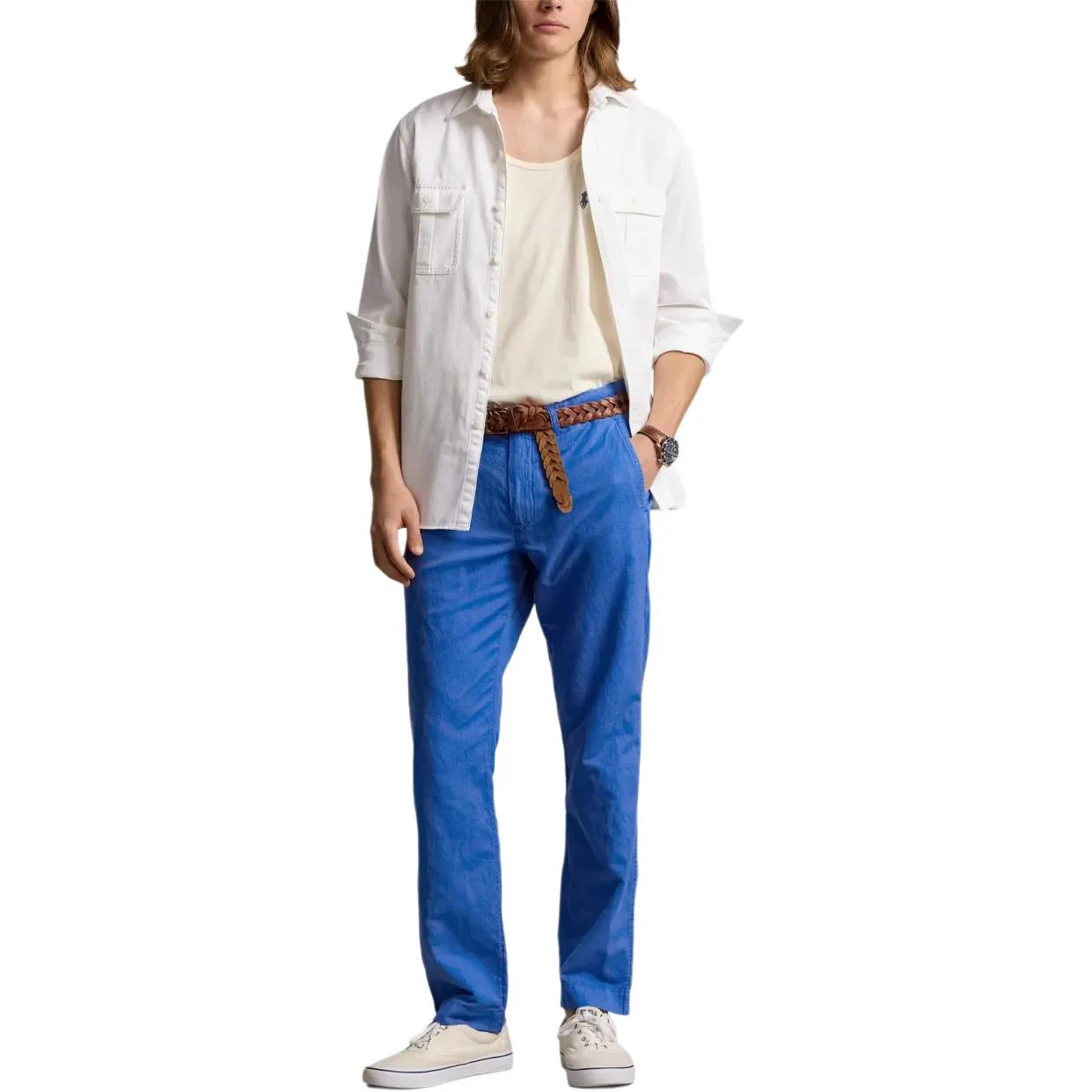 Брюки с плоской передней частью Polo Ralph Lauren, New Iris Blue — фото 3