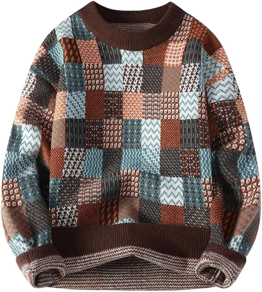 

Мужской свитер с круглым вырезом в винтажном стиле