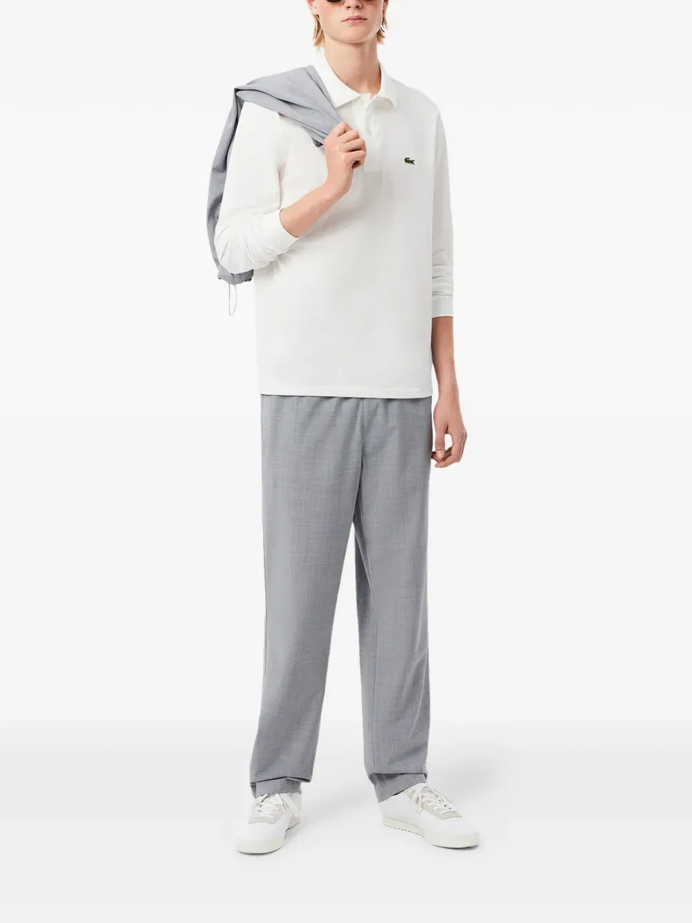 Брюки с эластичным поясом и нашивкой с логотипом Lacoste, серый — фото 2
