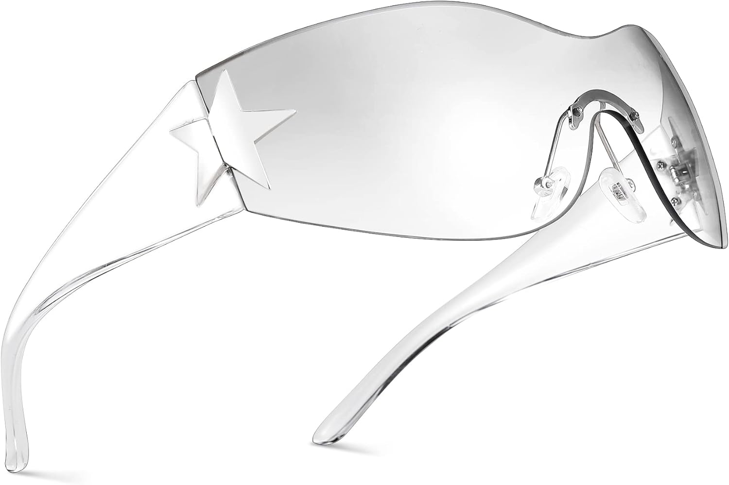 

Солнцезащитные очки NULOOQ Rimless Y2K для женщин и мужчин – модные солнцезащитные очки Star Shield с обтекаемой формой, большие безрамочные солнцезащитные очки, A3* Gradient Clear