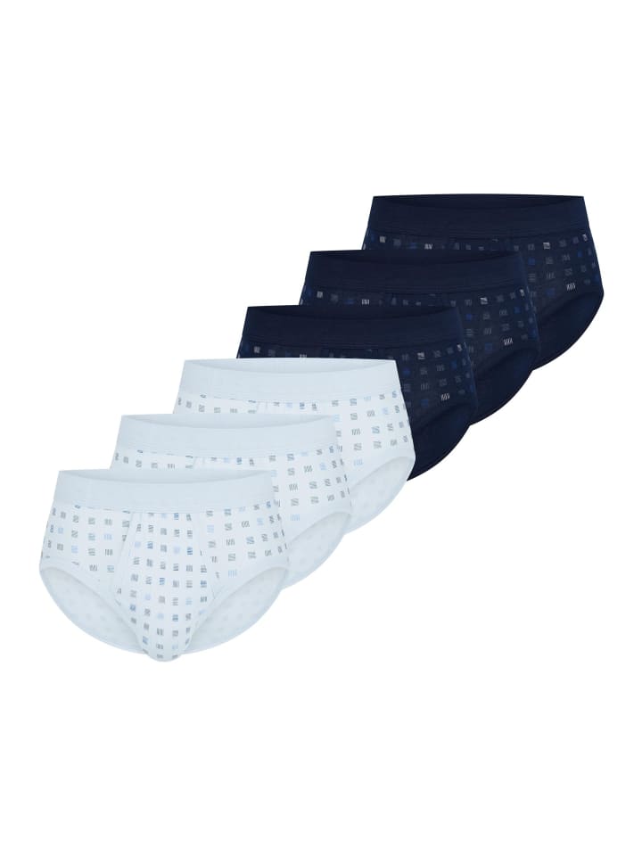 

Schiesser Спортивные трусы/нижнее белье Cotton Essentials из тонкой ребристой ткани темно-синего/светло-синего цвета