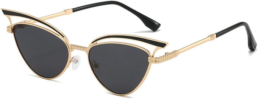 

Большие солнцезащитные очки «кошачий глаз» с полой внутренней частью, в стиле ретро, ​​винтаж, с золотыми зеркальными линзами, женские солнцезащитные очки, SUN1915 Generic, Gold Gray