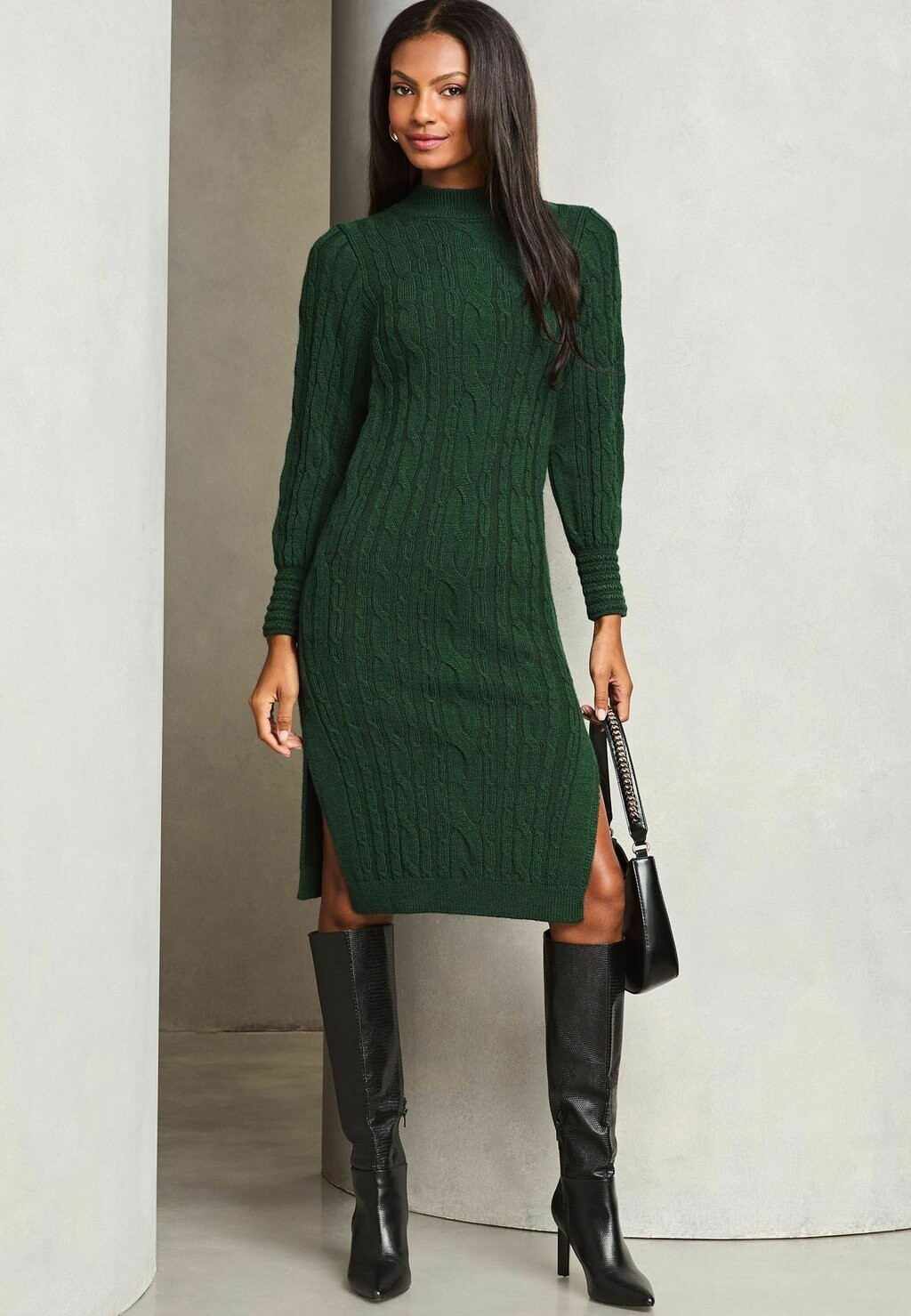 

Платье-джемпер REGULAR FIT LONGLINE SIDE SPLIT CABLE Lipsy, зеленый