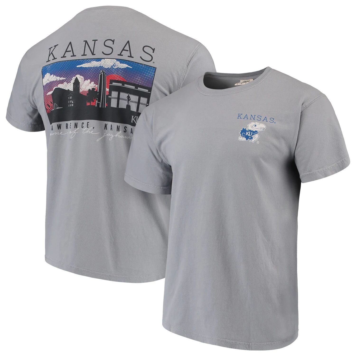 

Мужская серая футболка Kansas Jayhawks Comfort Colors Campus Scenery, Серый, Мужская серая футболка Kansas Jayhawks Comfort Colors Campus Scenery