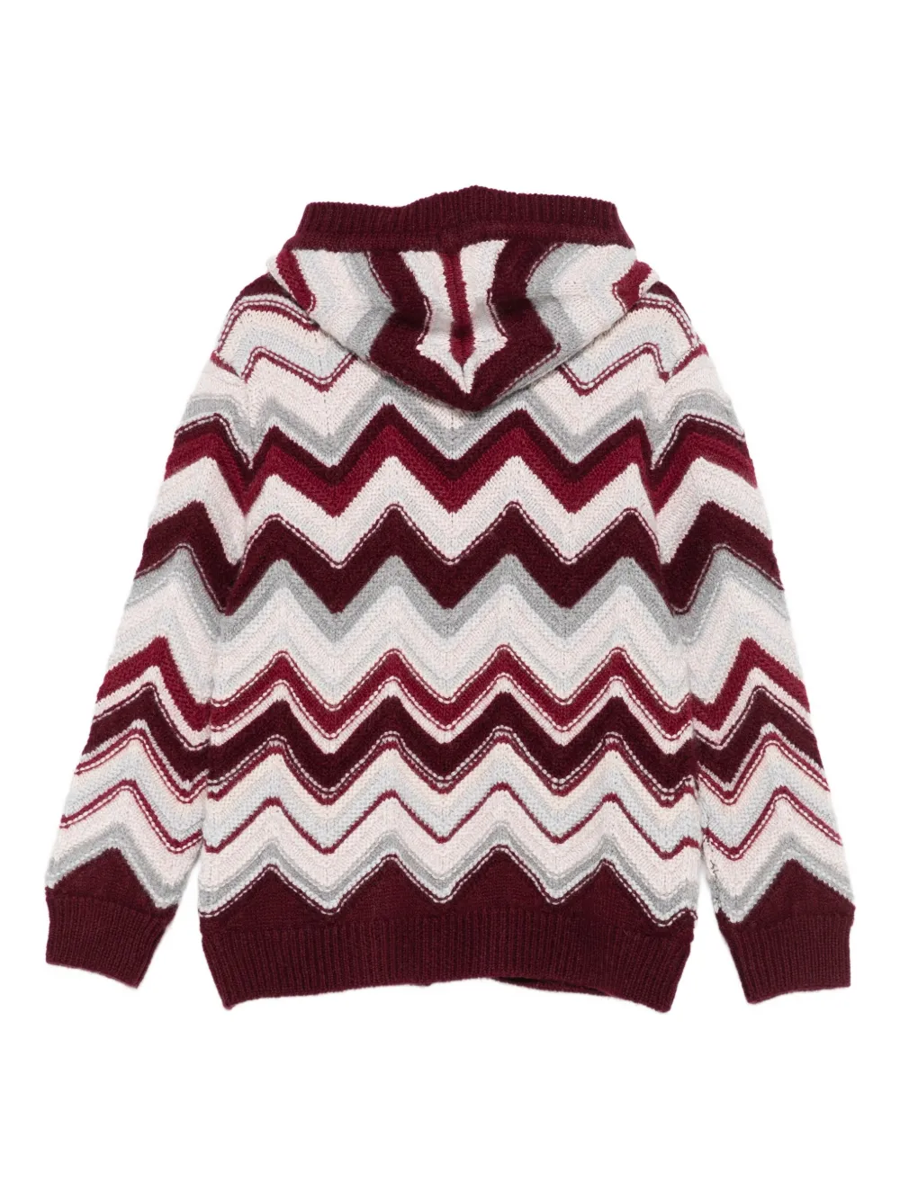 Кардиган с капюшоном и узором зигзаг Missoni Kids, красный — фото 2