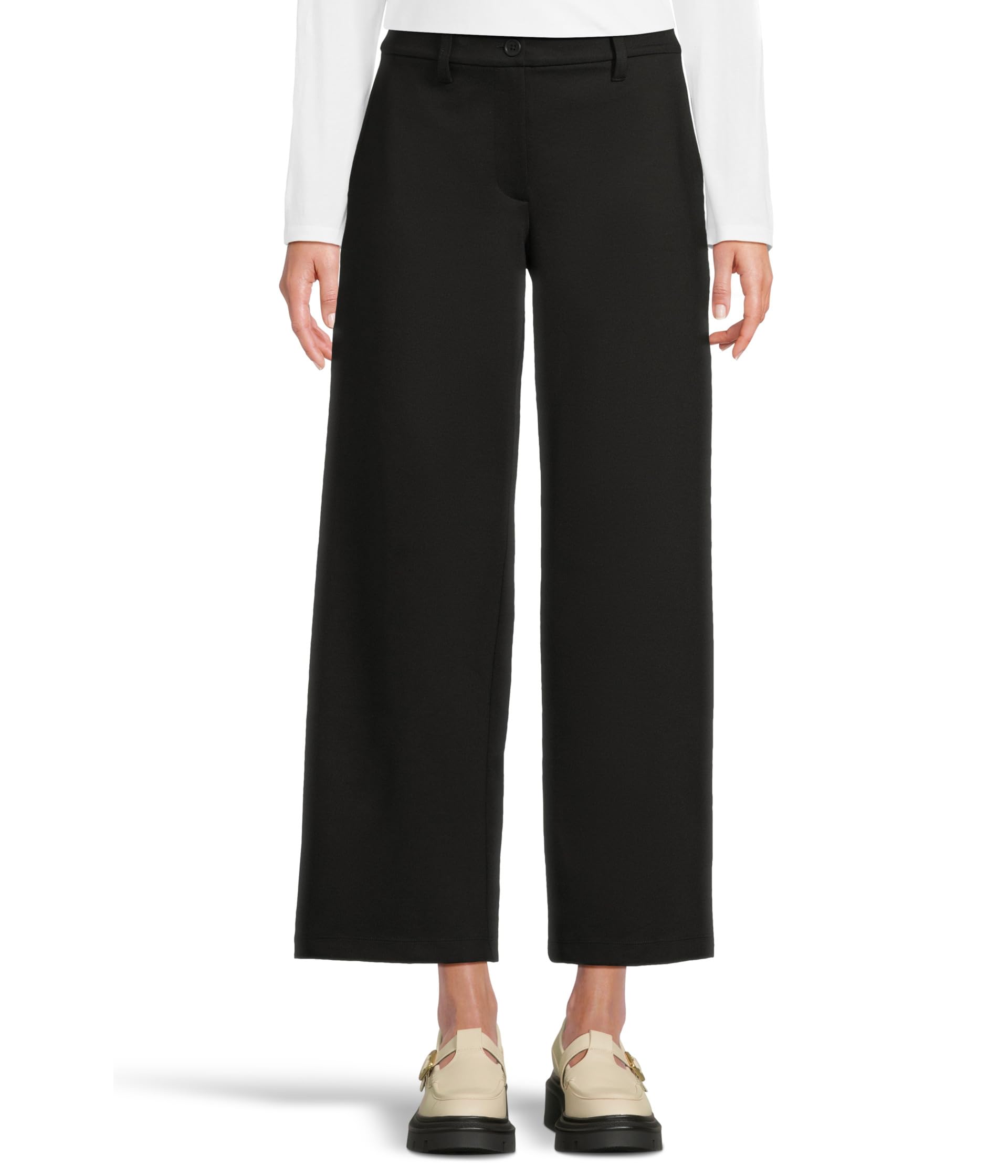 

Брюки Eileen Fisher Petite Washable Flex Ponte Wide Full Length Trouser, черный