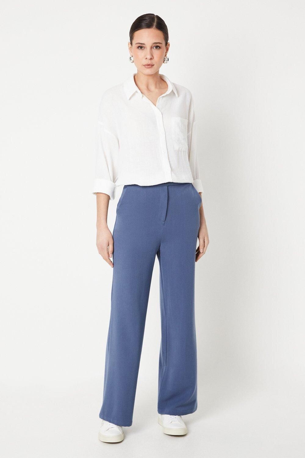 

Брюки Dorothy Perkins с поясом на двойной пуговице, синий