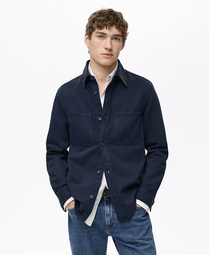

Мужская рубашка-овершот Regular-Fit из лиоцелла MANGO, синий