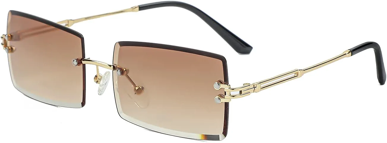 

Солнцезащитные очки NIDOVIX без оправы, прямоугольной формы, для женщин и мужчин, модные, с линзами, защищающими от УФ-излучения UV400, A1 Gradient Brown