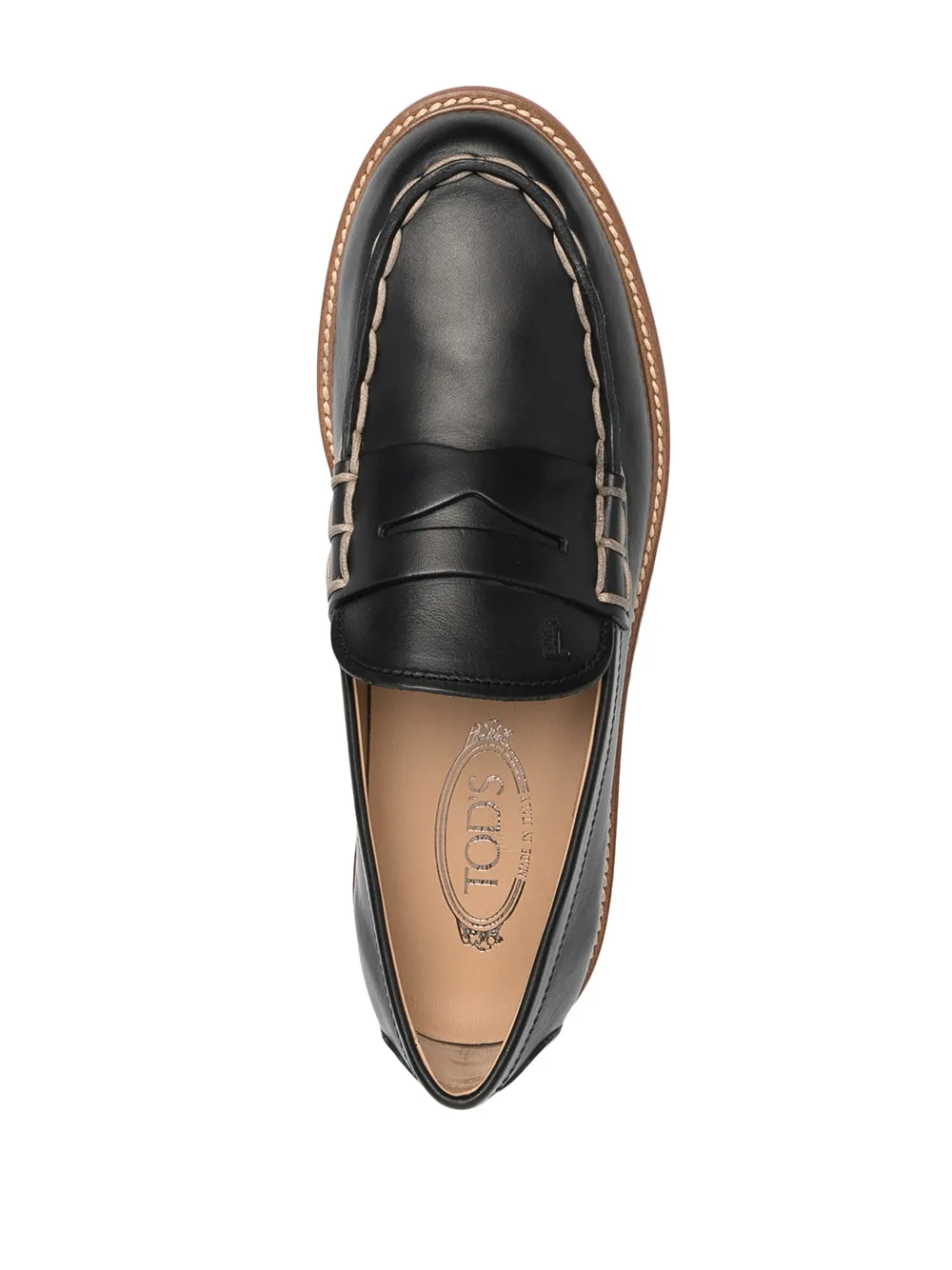 Лоферы с контрастной строчкой TOD'S, черный — фото 4