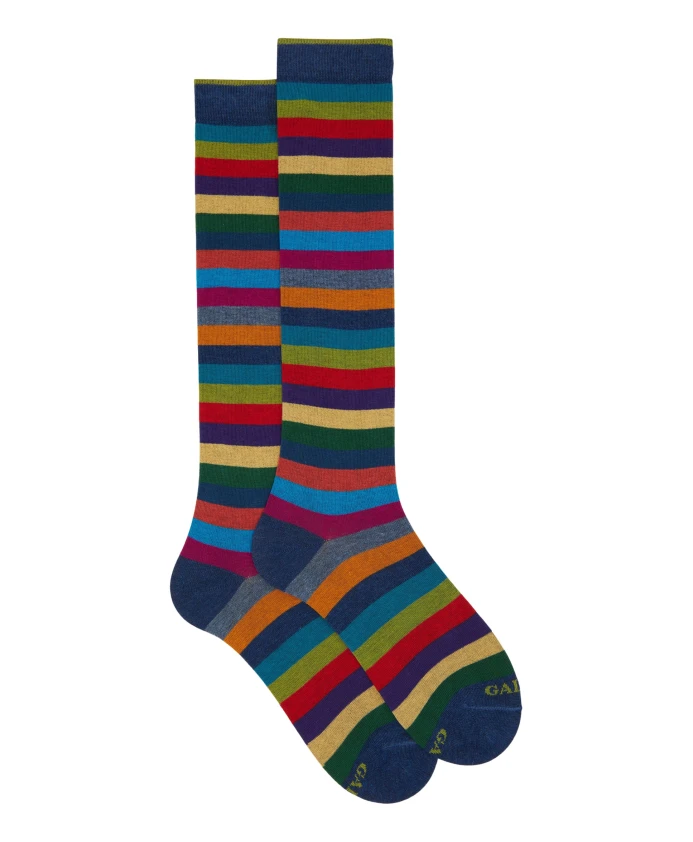 

Мужские длинные хлопковые носки в синюю полоску Gallo, мультиколор