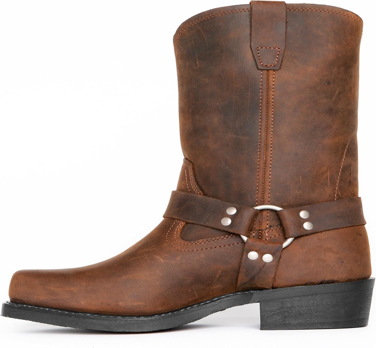 

Мужские ковбойские сапоги с квадратным носком на высоком каблуке, вышивкой и классическим дизайном вестерн Generic, коричневый