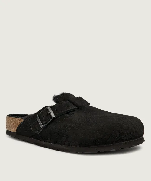 

Бостонские мюли, кожаные сандалии Birkenstock, черный