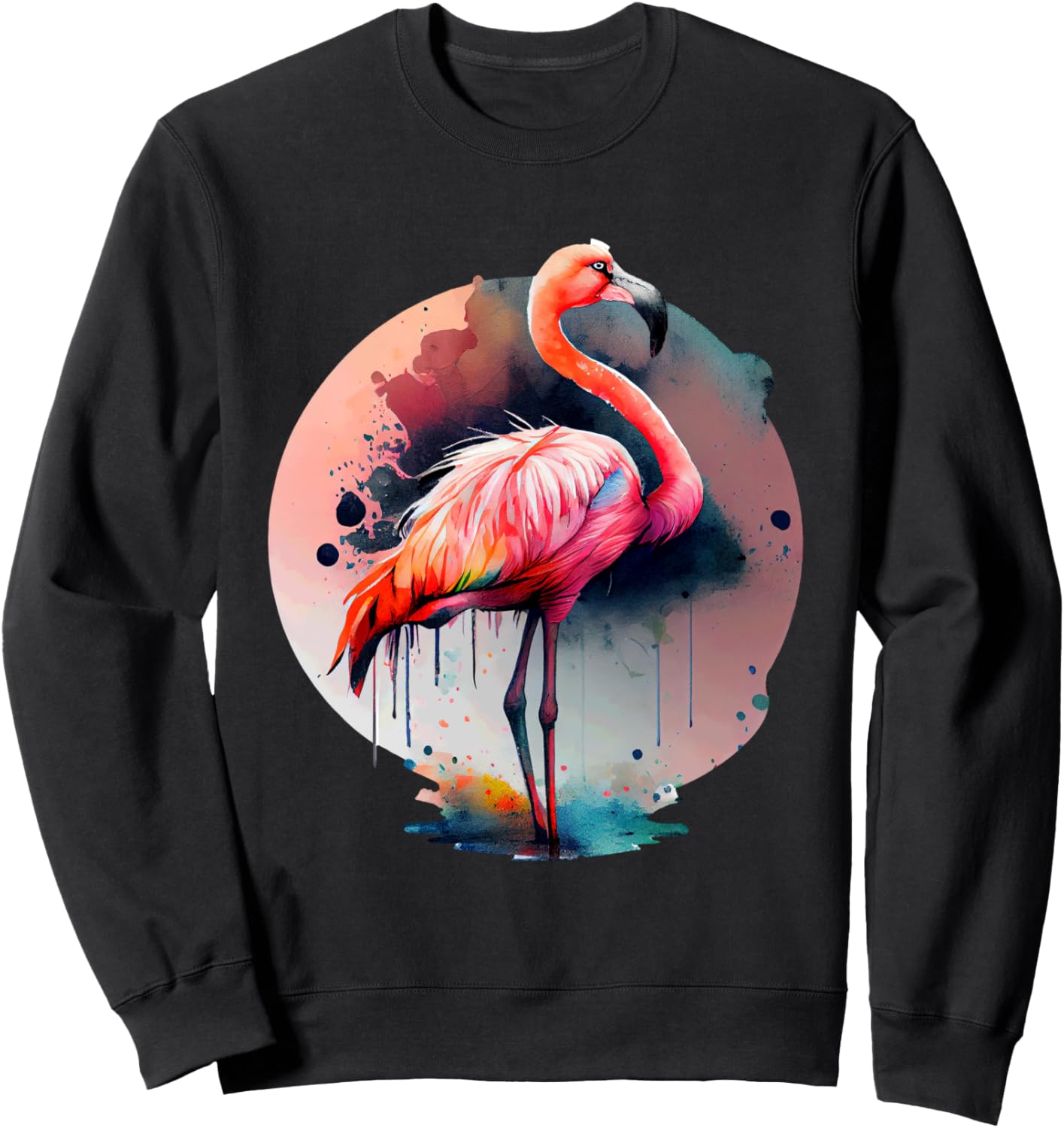 

Яркая толстовка с акварельным рисунком фламинго Elegant Flamingo Artistry Watercolor Beauty, черный