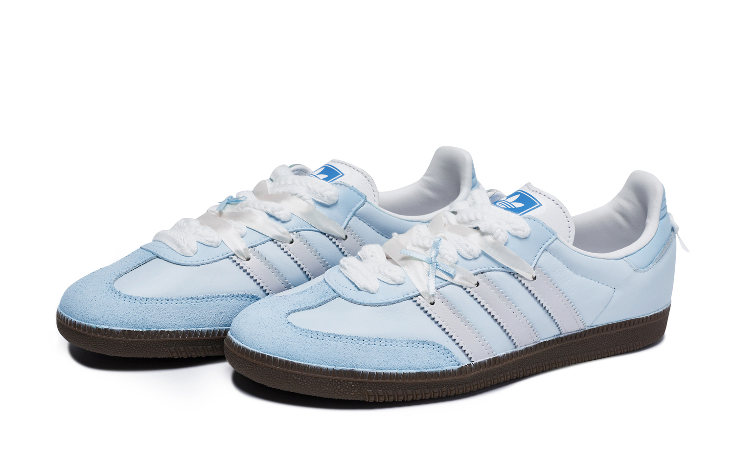 Samba OG German Army Trainers Унисекс Лоу-топ Белый/Серебристый Adidas Originals, Синий Белый Серебристый — фото 4