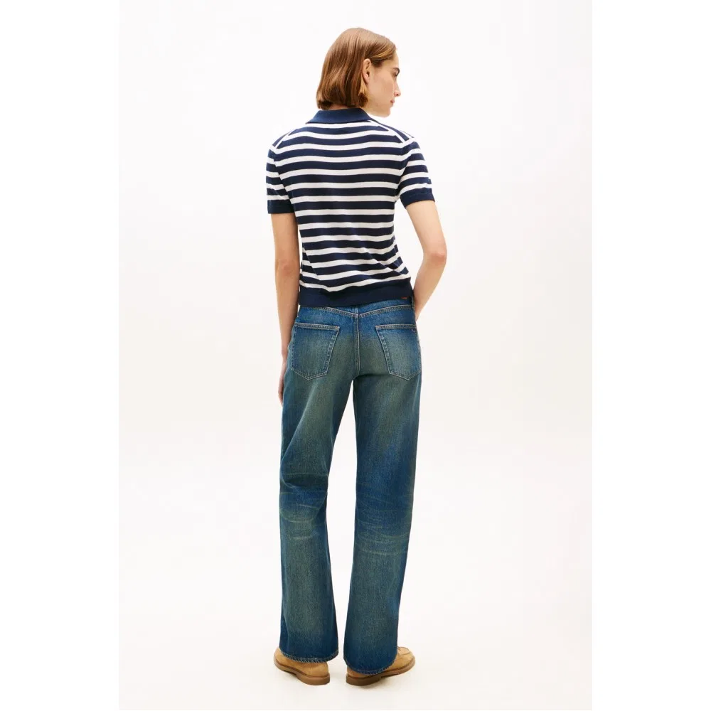 Женский синий свитер-поло из смесового шелка от Tommy Hilfiger Women — фото 3