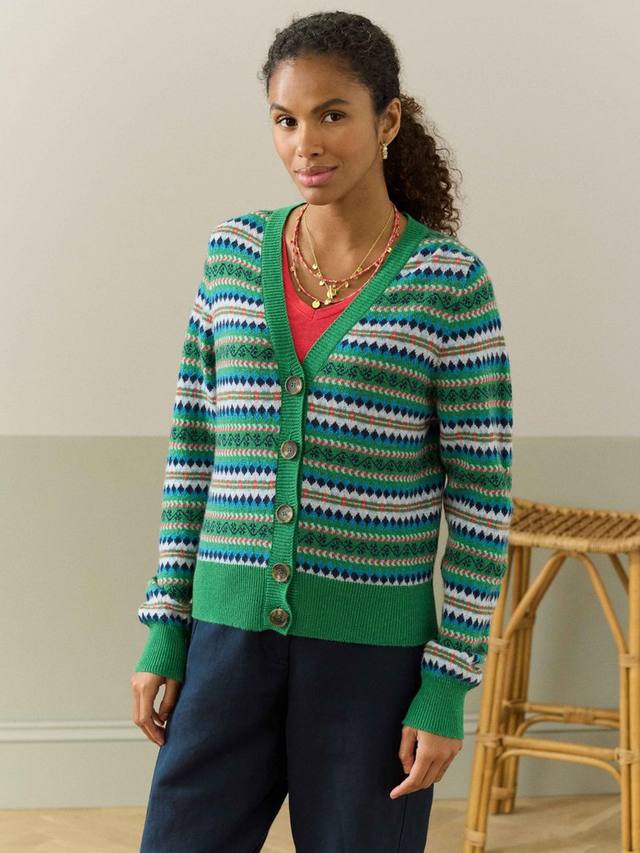 

Кардиган из чистого кашемира fair isle с v-образным вырезом Brora, цвет Meadow
