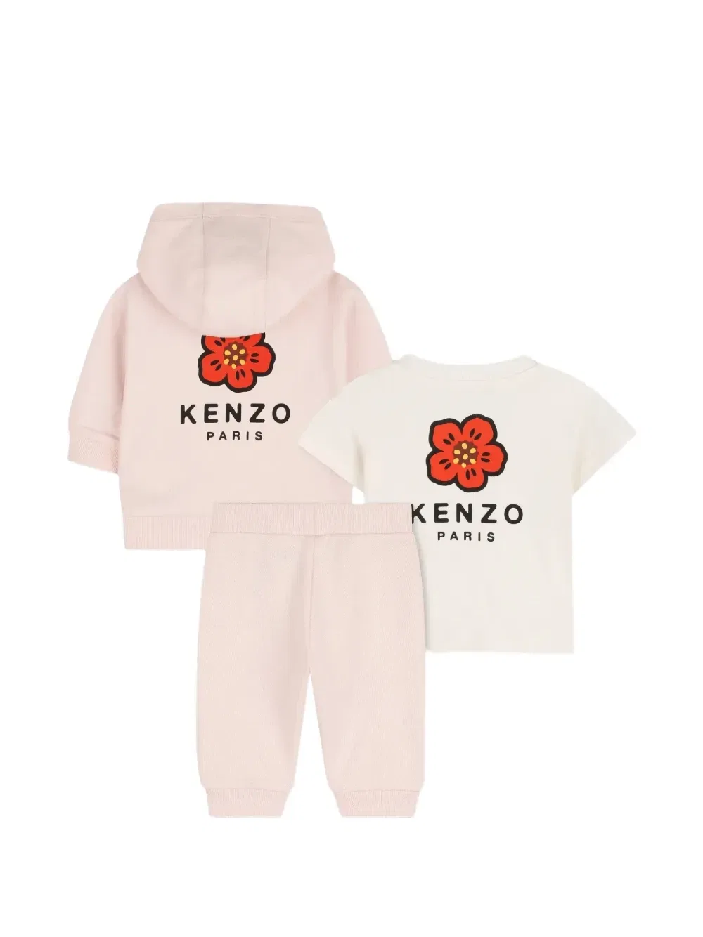Спортивный костюм с цветочными аппликациями (три предмета) Kenzo Kids, розовый — фото 4