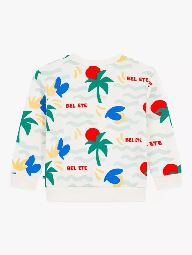 Детская толстовка с принтом пальм, белая/разноцветная Petit Bateau — фото 2