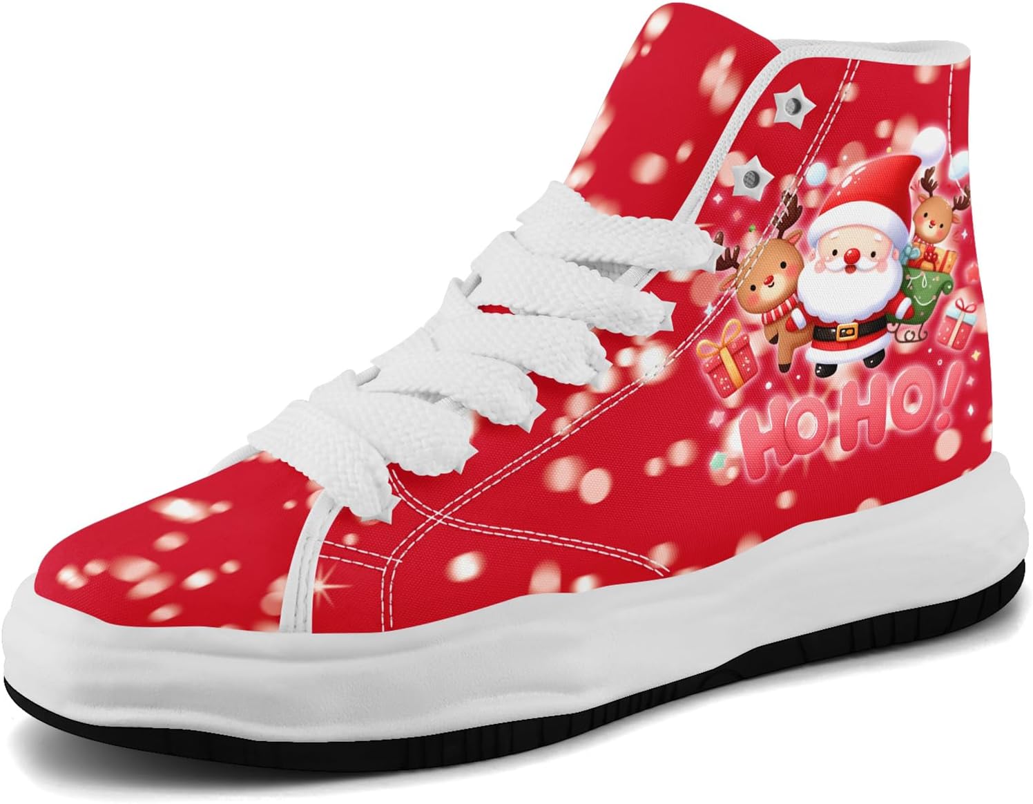 

Высокие кеды AWSOLE на Рождество для женщин и мужчин, милые праздничные кроссовки из холщовой ткани, для вечеринок, повседневные шнуровки, модная обувь для прогулок, белый/красный/зеленый/розовый/коричневый