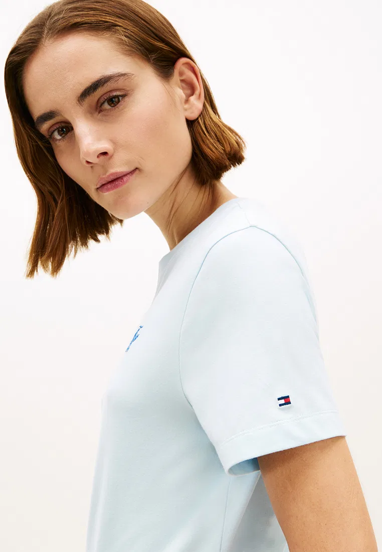 Футболка с вышивкой логотипа, круглый вырез, TH Mainline Tommy Hilfiger, синий — фото 3