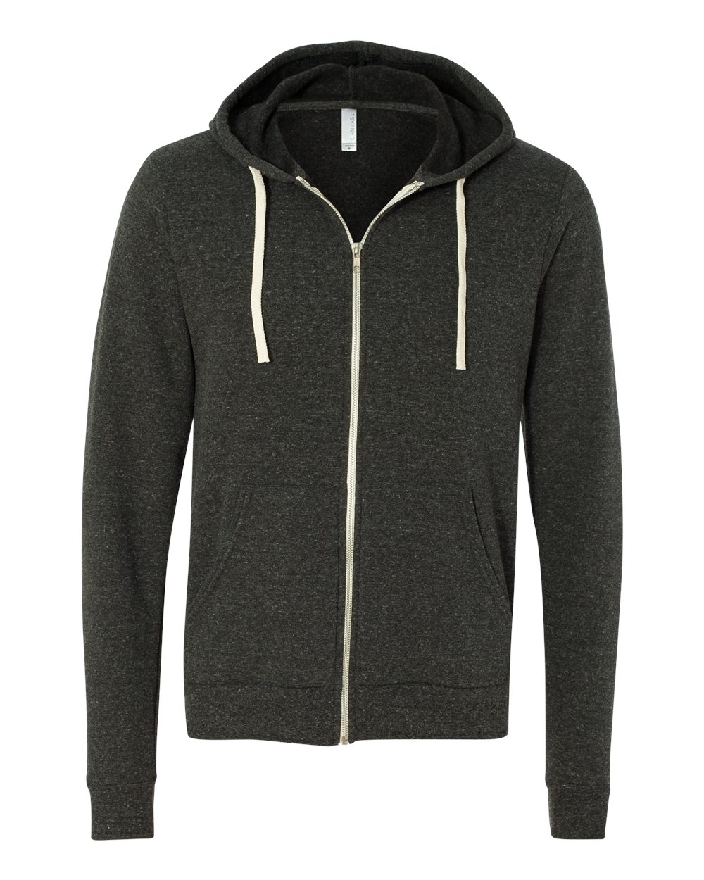 

Мужская толстовка с капюшоном Triblend Sponge Fleece Full Zip BELLA + CANVAS, цвет charcoal black triblend