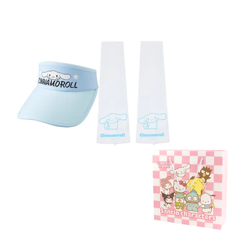 

Sanrio Югей Собака Полиамидная Шляпа от солнца Унисекс, Cinnamoroll Visor Sun Protection Hat+Cooling Arm Sleeves