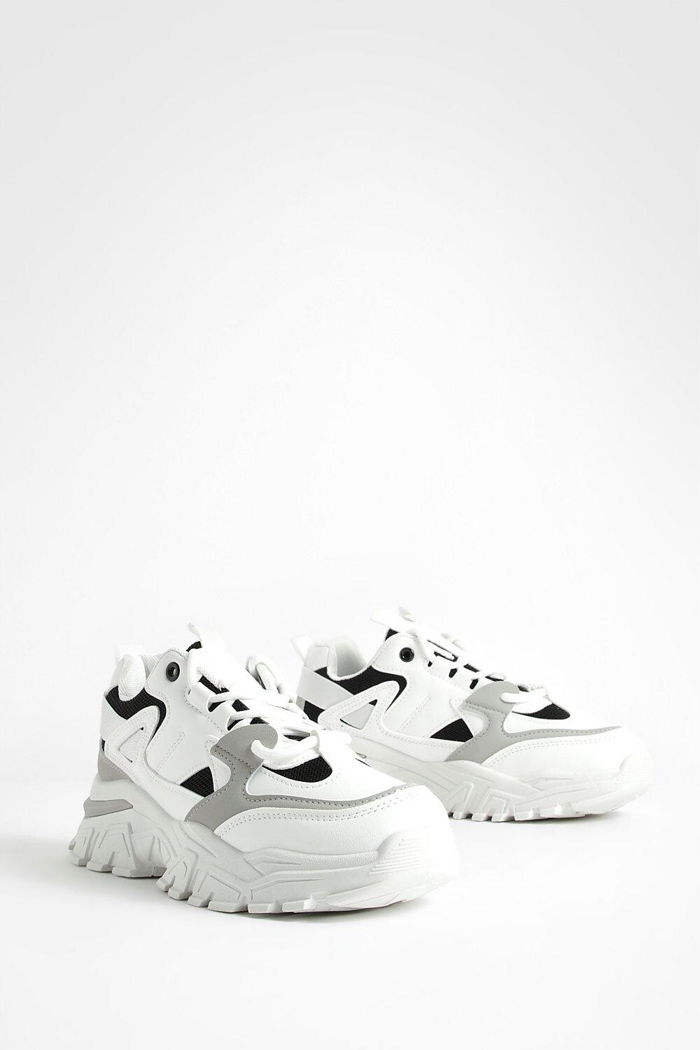 

Массивные кроссовки Chunky Cleated Sole Contrast Detail Trainers boohoo, черный