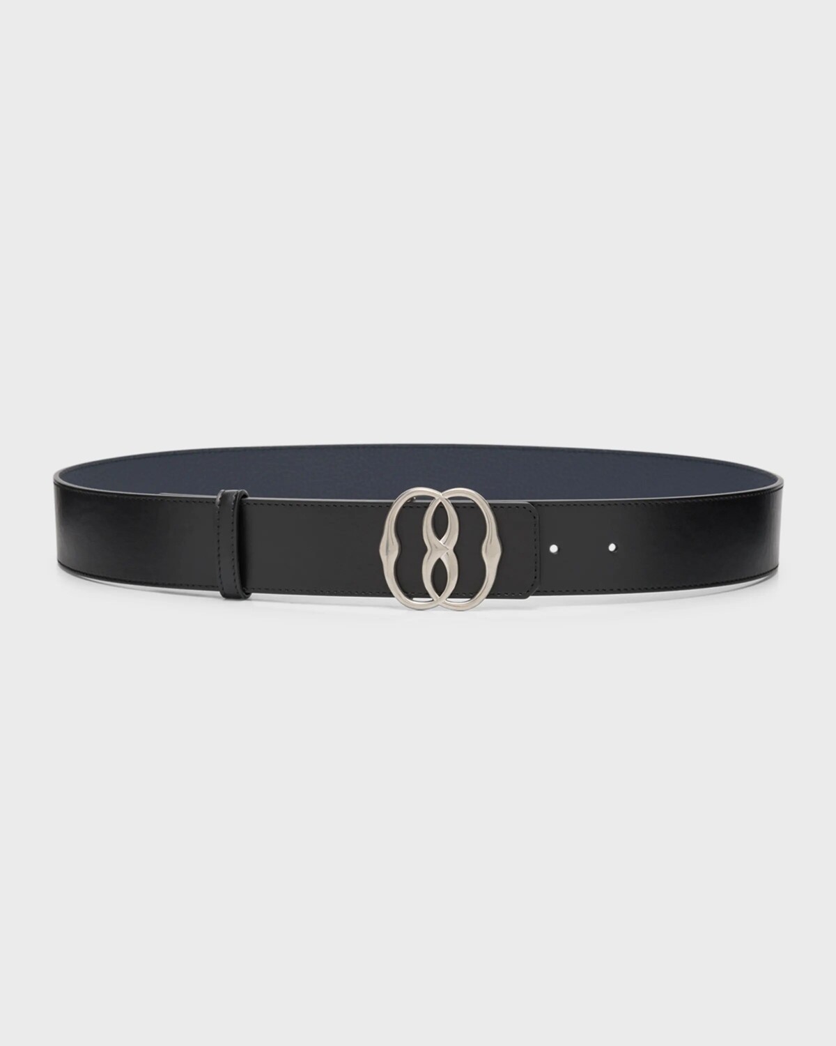 

Мужской двусторонний кожаный ремень с пряжкой-эмблемой Bally, цвет Black Midnight Pall