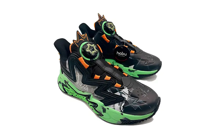 Детские баскетбольные кроссовки GS Mid-top черные/оранжевые/зеленые Anta Kids — фото 4