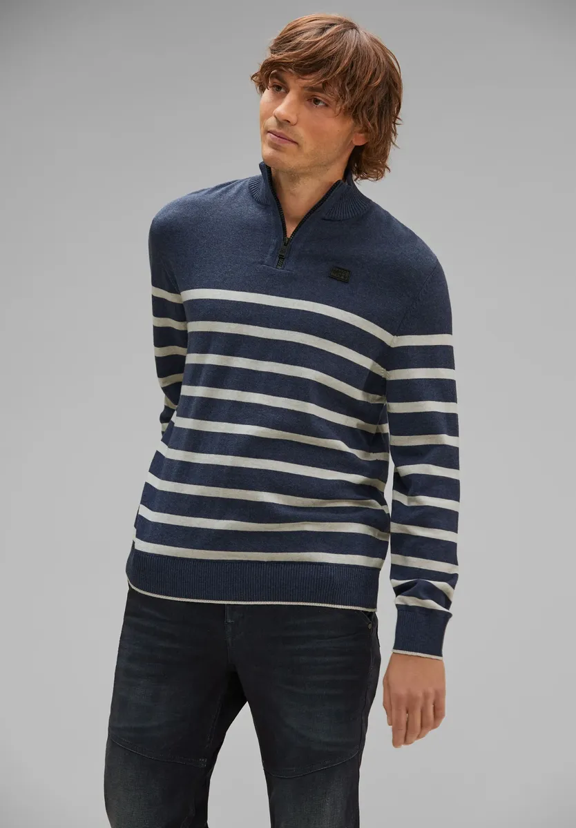 

STREET ONE МУЖСКОЙ свитер с воротником-стойкой и воротником-стойкой Street One Men, цвет Cosy Blue Ink