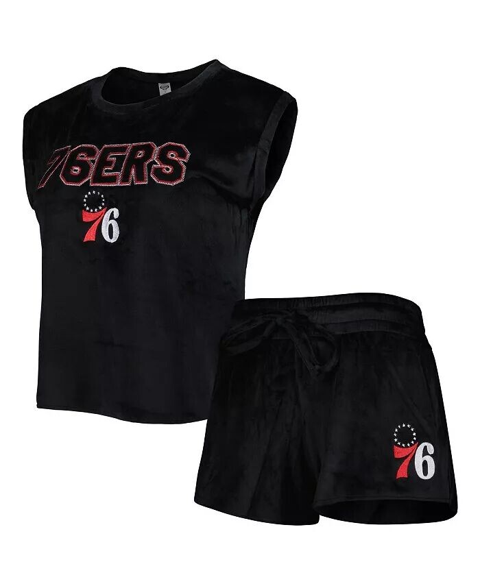 

Женский черный комплект для сна с футболкой и шортами Philadelphia 76ers Intermission Concepts Sport, черный