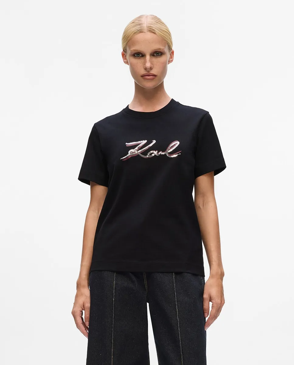 

Футболка с блестками Karl Lagerfeld, черный