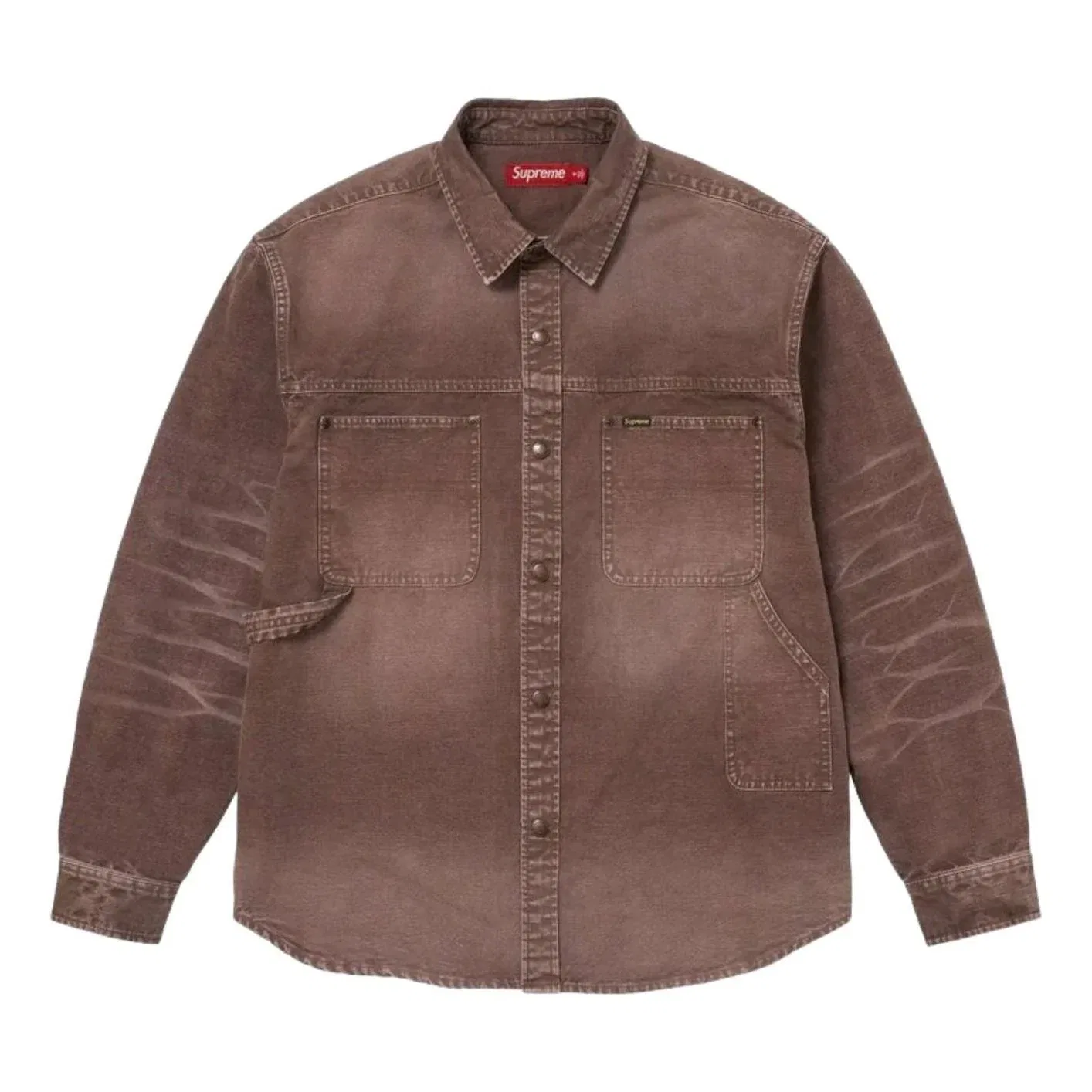 Футболка Supreme SS26 Worn Snap Painter Shirt 'Brown' SUP-SS26-125-BRN, коричневый