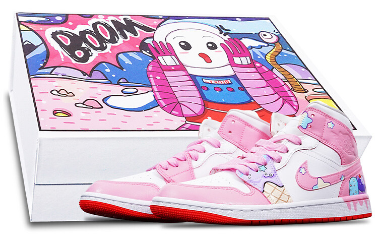 

Кроссовки Air JORDAN 1 Vintage Basketball Shoes Women's High-Top Pink White