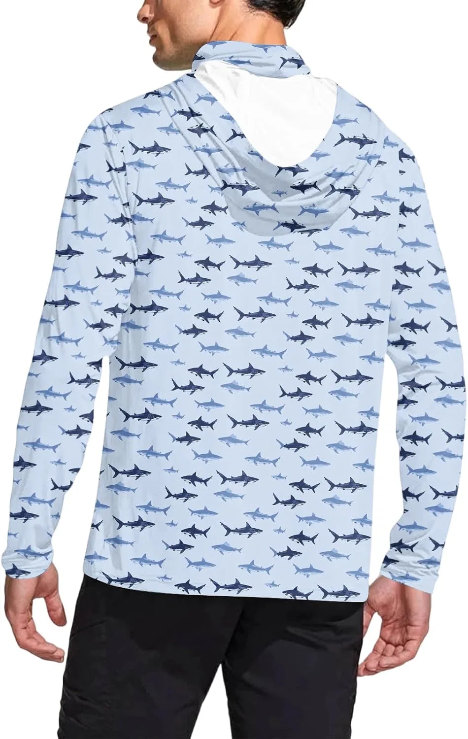 Мужская футболка с капюшоном и маской, UPF 50+, Generic, 02-dark Blue — фото 4