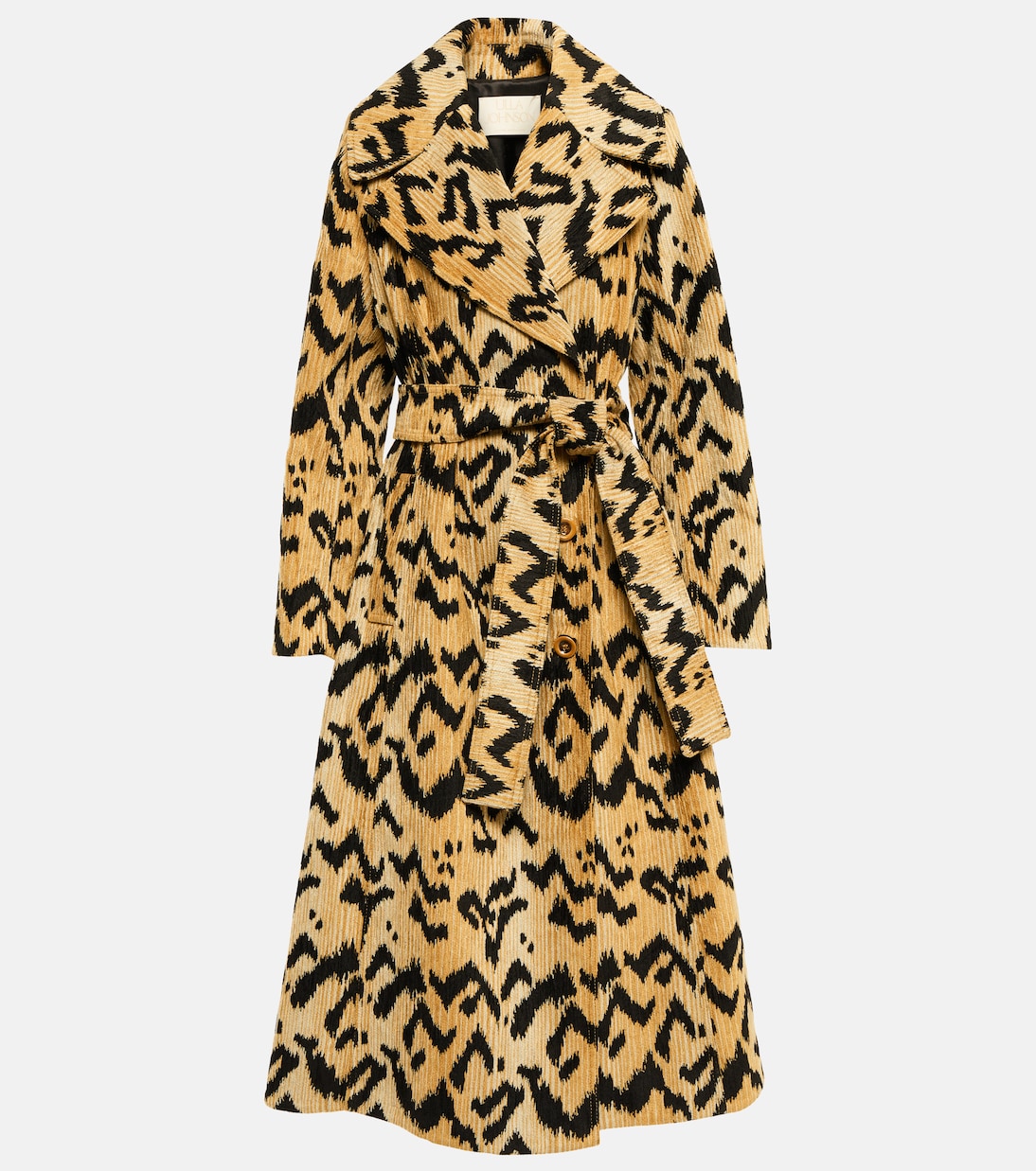 

Жаккардовое пальто с поясом цвета умбра Ulla Johnson, Jasper